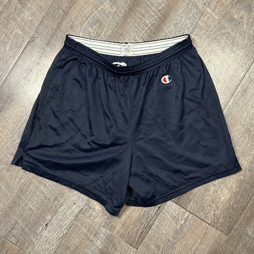 Vintage 80s Champion Mesh Athletic Shorts Mens L Blue Nylon Gym Made in USA L